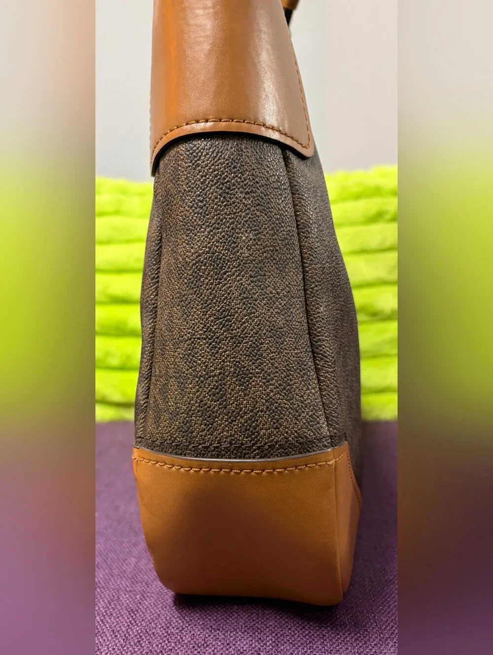 Michael Kors Brown & Tan Logo Buckle Shoulder Bag
